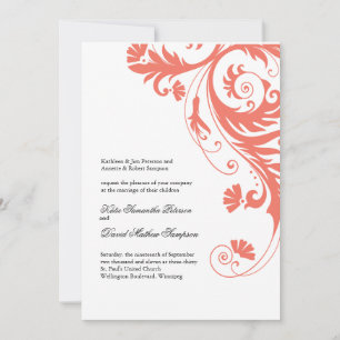 Elegant  Coral Wedding Invitations
