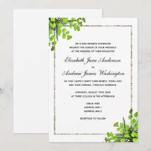 Elegant Corner Fern Decoration Wedding Invitation