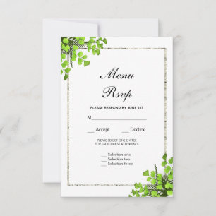 Elegant Corner Fern Decoration Wedding Menu RSVP