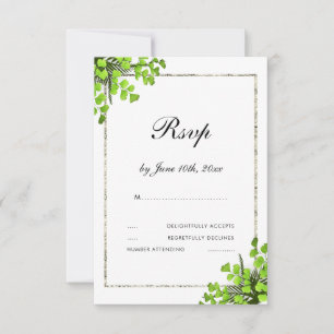 Elegant Corner Fern Decoration Wedding RSVP Card
