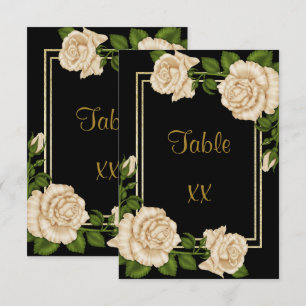 Elegant Corner Ivory Roses Wedding Table Number