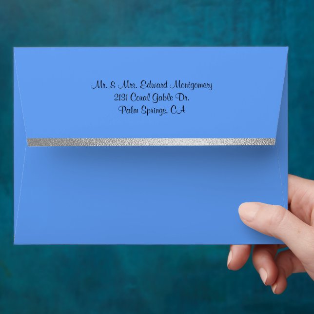Elegant Cornflower Blue and Silver Envelope (Hand)