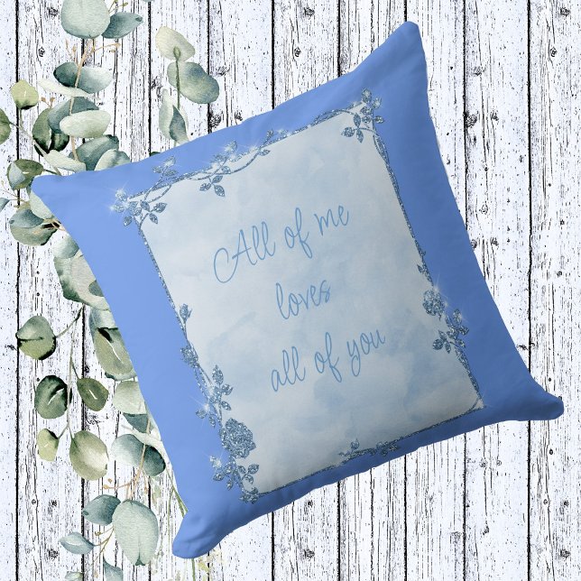 Elegant Cornflower Blue Sparkle Frame Valentine  Cushion (Creator Uploaded)
