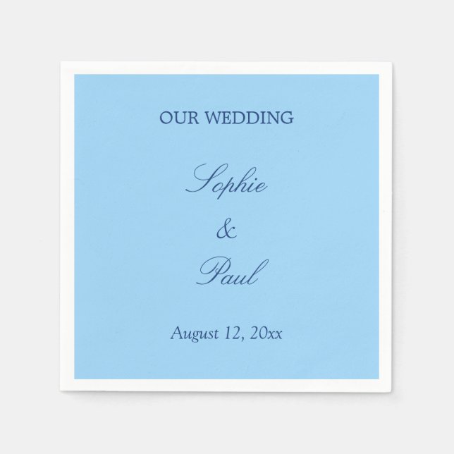 Elegant Cornflower Blue Wedding Napkins (Front)
