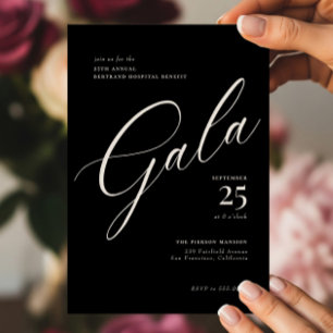 Elegant Corporate Black Tie Calligraphy Gala Invitation