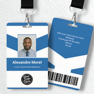 Elegant Corporate Blue Stripes Employee ID Badge