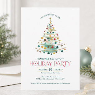 Elegant Corporate Business Christmas Holiday Party Invitation