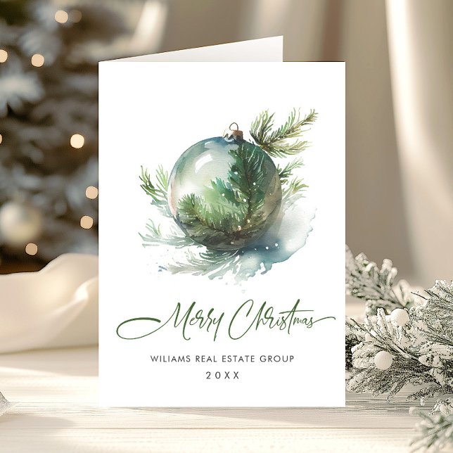 Elegant Corporate Christmas Ornament Greeting Holiday Card (Creator Uploaded)