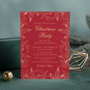 Elegant Corporate Christmas Party Chic Floral Invitation