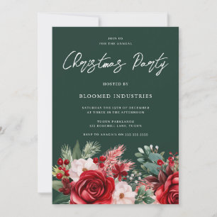 Elegant Corporate Christmas Soirée Green Invitation