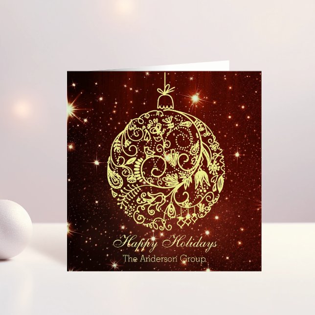 Elegant Corporate Happy Holidays Gold Ornament (Creator Uploaded)