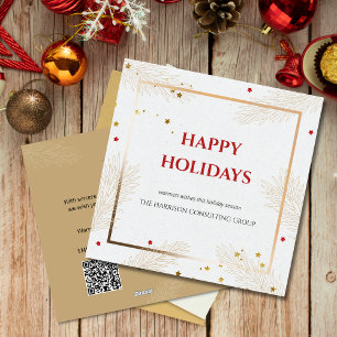 Elegant Corporate Holiday Greeting Logo & QR Code  Card
