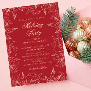 Elegant Corporate Holiday Party Chic Floral Invitation