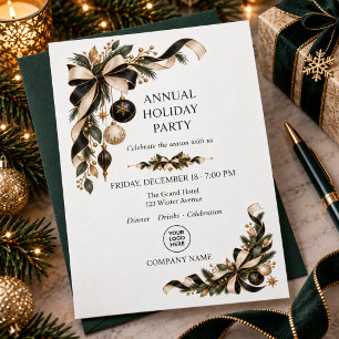 Elegant Corporate Holiday Party Gold Christmas Invitation