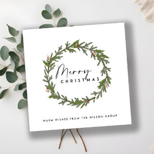 ELEGANT CORPORATE HOLLY BERRY WREATH CHRISTMAS HOLIDAY CARD