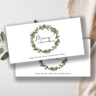 ELEGANT CORPORATE HOLLY BERRY WREATH CHRISTMAS HOLIDAY CARD