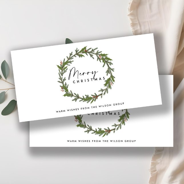 ELEGANT CORPORATE HOLLY BERRY WREATH CHRISTMAS HOLIDAY CARD (Creator Uploaded)