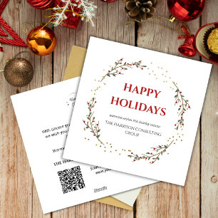 Elegant Corporate Logo QR Code Christmas Wreath  Holiday Card