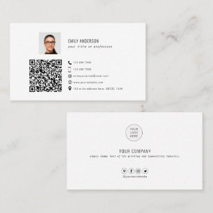 Elegant Corporate QR code photo social media logo Business Card