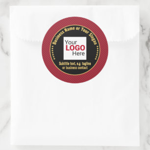 Elegant Corporate Stripe - Dark Red & Black Custom Classic Round Sticker
