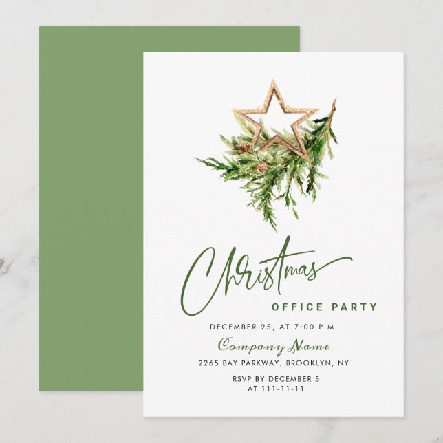 Elegant Corporative CHRISTMAS HOLIDAY Party Invitation (Front/Back)