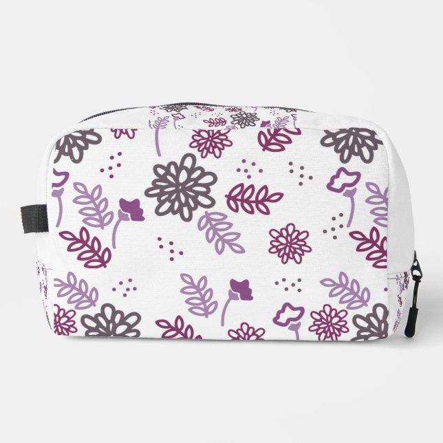 Elegant cosmetic bag with a mauve floral pattern (Front)