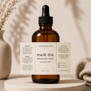 Elegant Cosmetic Hair Oil Dropper Bottle Label