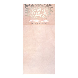 Elegant Cosmetology Faux Gold Foil Leaves Peach Rack Card