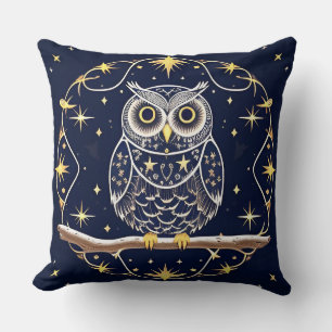 Elegant Cosmic Owl Luxury Artistic Home Decor Cushion