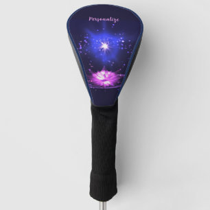 Elegant Cosmic Zen Purple Crystal Lotus Flower Golf Head Cover