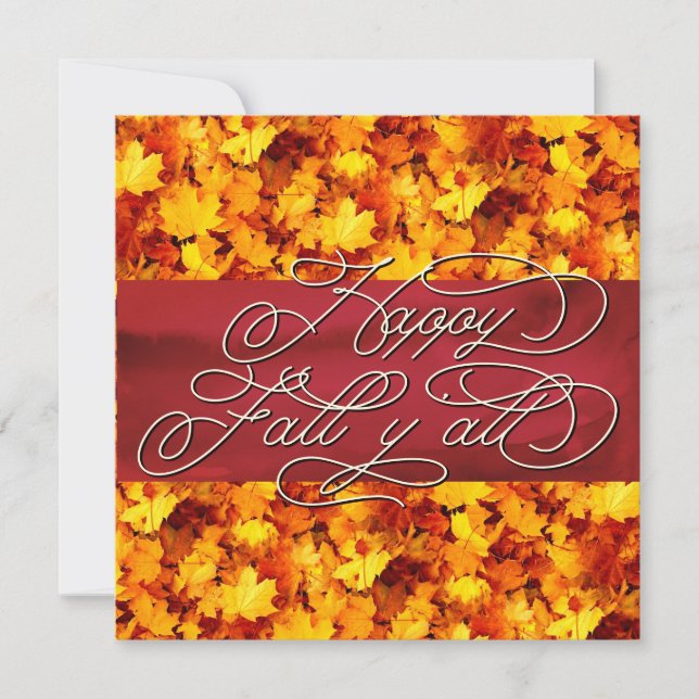   Elegant Cosy Autumn Vibes Quote Happy Fall Y'all Card (Front)