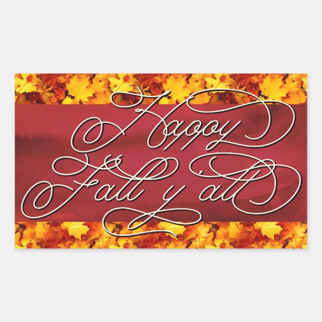   Elegant Cosy Autumn Vibes Quote Happy Fall Y'all Rectangular Sticker (Front)