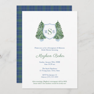 Elegant Cosy Monograms Mimosas Bridal Shower Party Invitation
