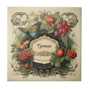 Elegant Cottagecore Botanical Garden Personalised Tile