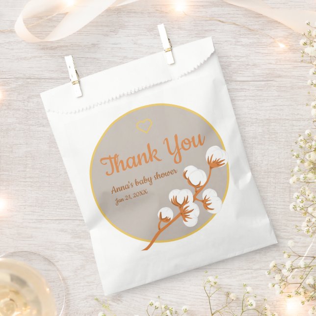 Elegant Cotton Branch Baby Shower  Favour Bags (Clipped)