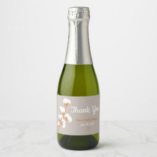 Elegant Cotton Branch “Thank You” Custom Sparklin Sparkling Wine Label
