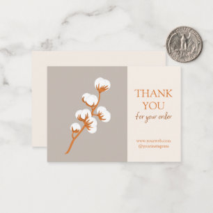 Elegant Cotton Branch “Thank You for Your Order” Card
