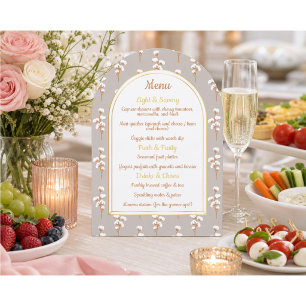 Elegant Cotton Floral Arch Baby Shower Menu Invitation