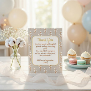 Elegant Cotton Floral Baby Shower Thank You Card
