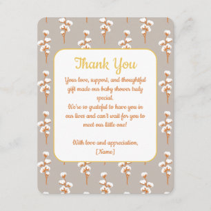 Elegant Cotton Floral Baby Shower Thank You Card