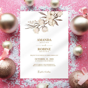Elegant Cotton Flower Wedding Invitation