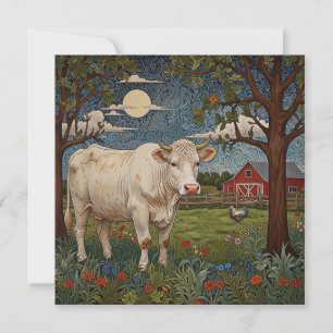 Elegant country chic boho cow farm invitation