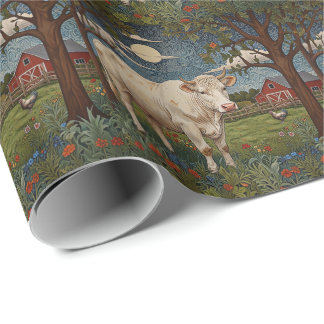Elegant country chic boho cow farm wrapping paper