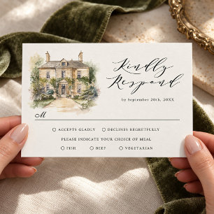 Elegant Country Estate Old Money Wedding RSVP Card