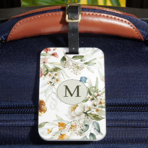 Elegant Country Floral Single Sided w/Card Slot Luggage Tag