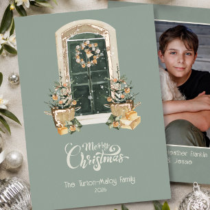 Elegant Country French Christmas Photo Rose Gold
