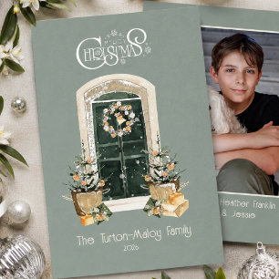Elegant Country French Christmas Photo Silver
