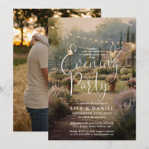 Elegant Country Garden Photo Wedding Evening Party Invitation