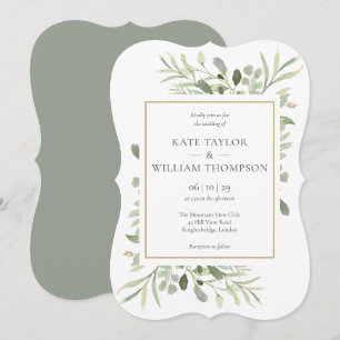 Elegant Country Greenery Wedding Invitation
