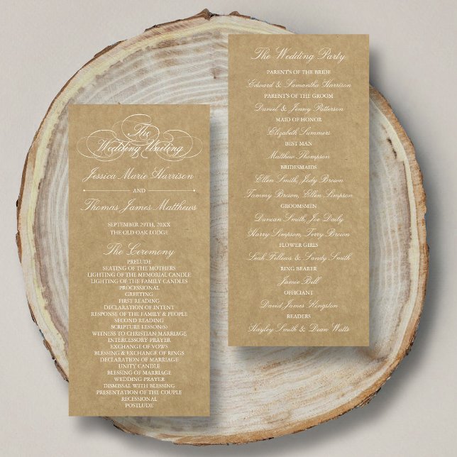 Elegant Country Kraft Wedding Program Template (Creator Uploaded)